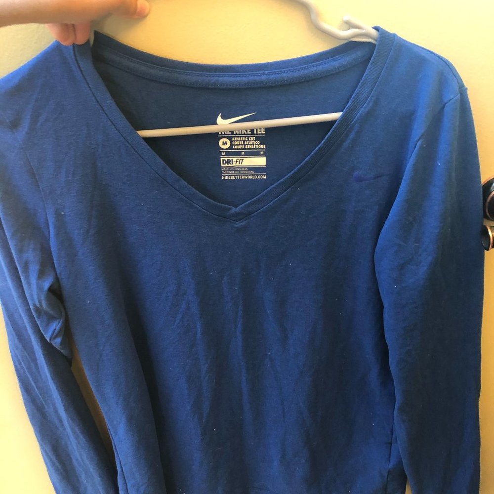 Nike blue long sleeve running shirt